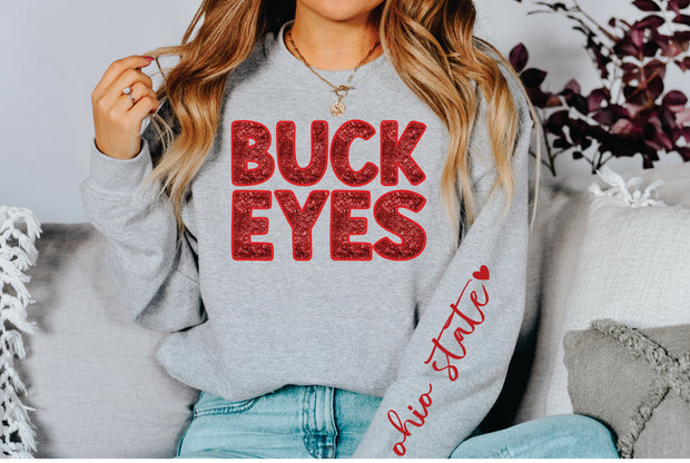 FAUX GLITTER BUCKEYES YOUTH  Crewneck Sweatshirt