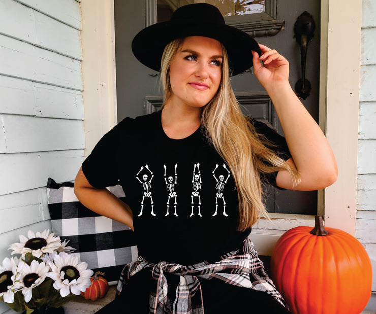 OH DANCING SKELETONS ADULT SHORT SLEEVE