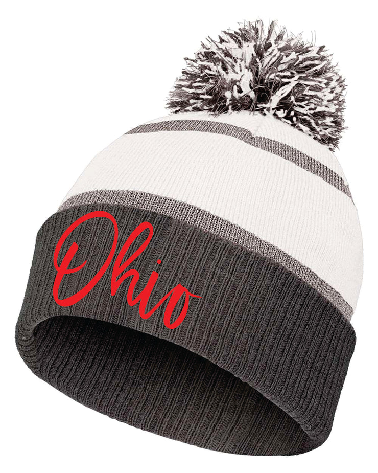MADE TO ORDER: EMBROIDERED OHIO POM POM BEANIE