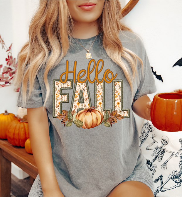 HELLO FALL ADULT SHORT SLEEVE SHIRT