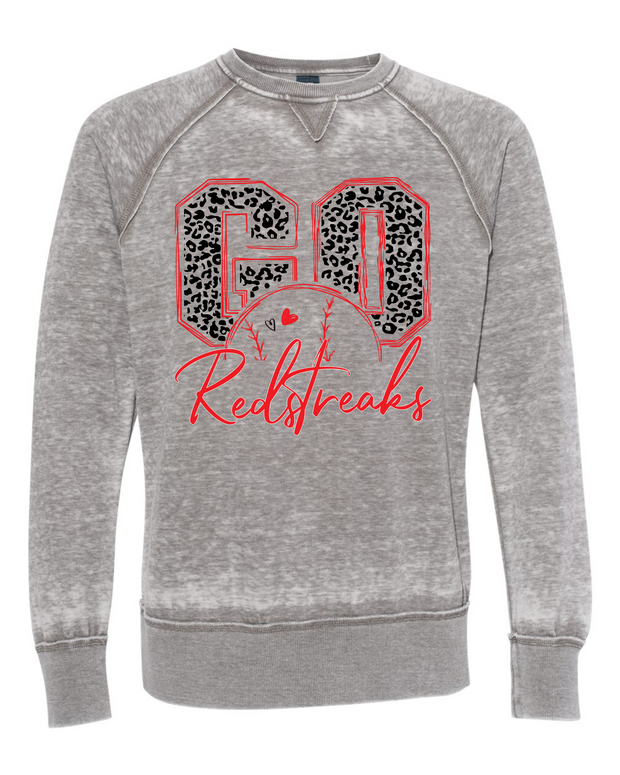 PIKETON REDSTREAKS LEOPARD BASEBALL UNISEX CREWNECK