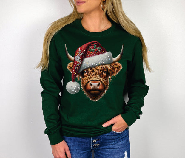 FAUX EMBROIDERED HIGHLAND CHRISTMAS COW-ADULT