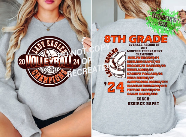 MADE TO ORDER: YOUTH UNISEX LADY EAGLES SOC II VOLLEYBALL CHAMPIONSHIP