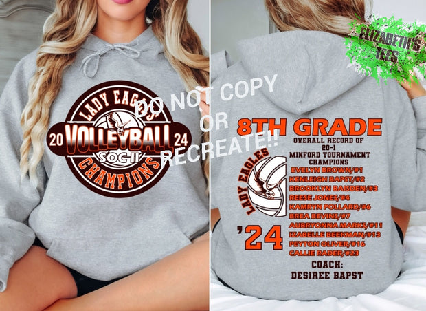 MADE TO ORDER: YOUTH UNISEX LADY EAGLES SOC II VOLLEYBALL CHAMPIONSHIP