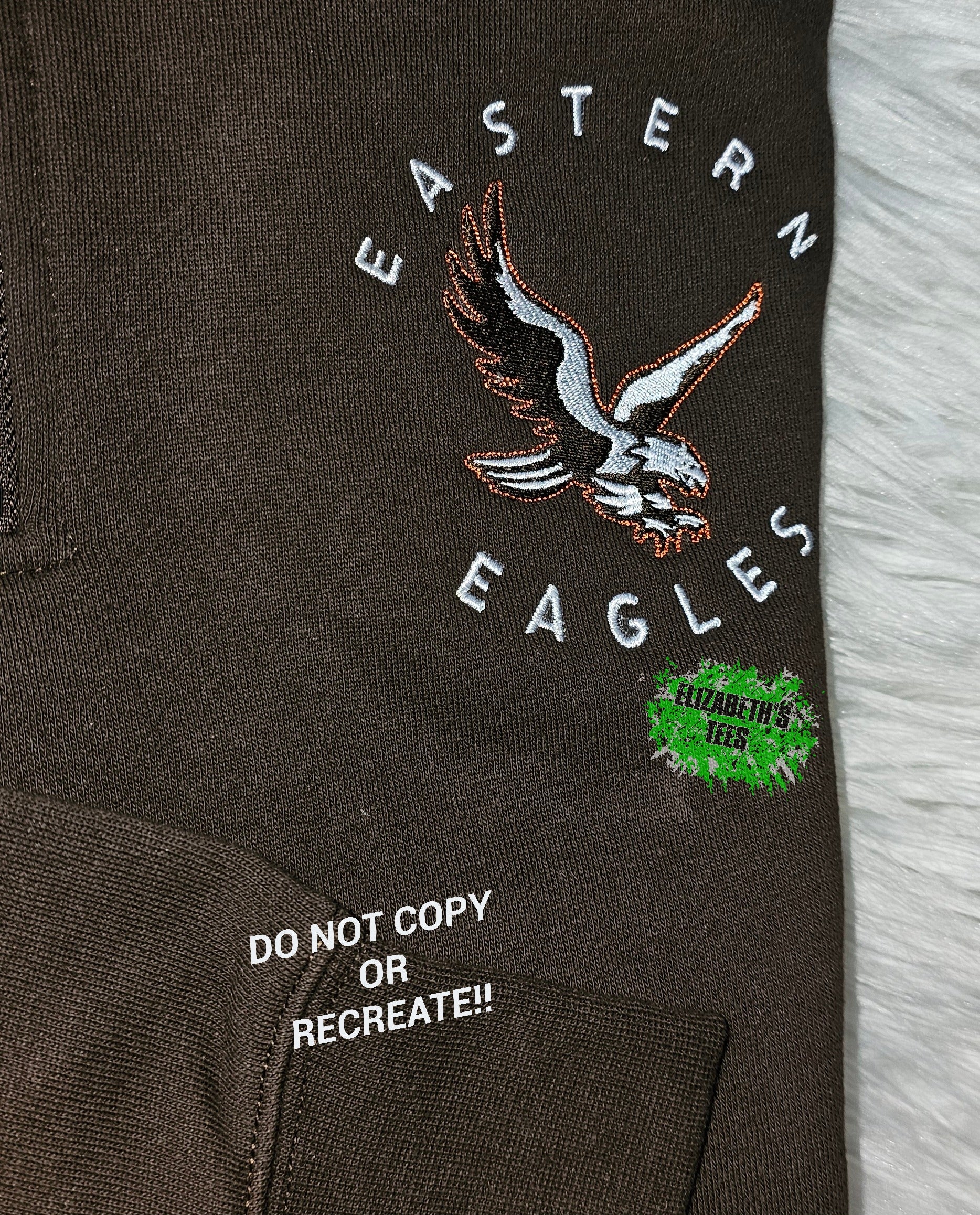 MADE TO ORDER: ADULT Unisex 1/4 Zip Pullover Embroidered Eastern Eagles