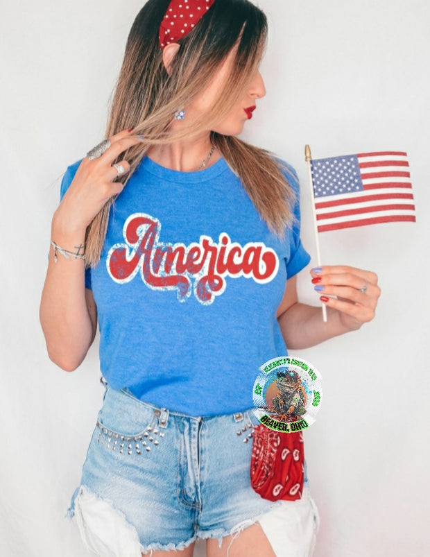 DISTRESSED AMERICA ADULT SHORT SLEEVE