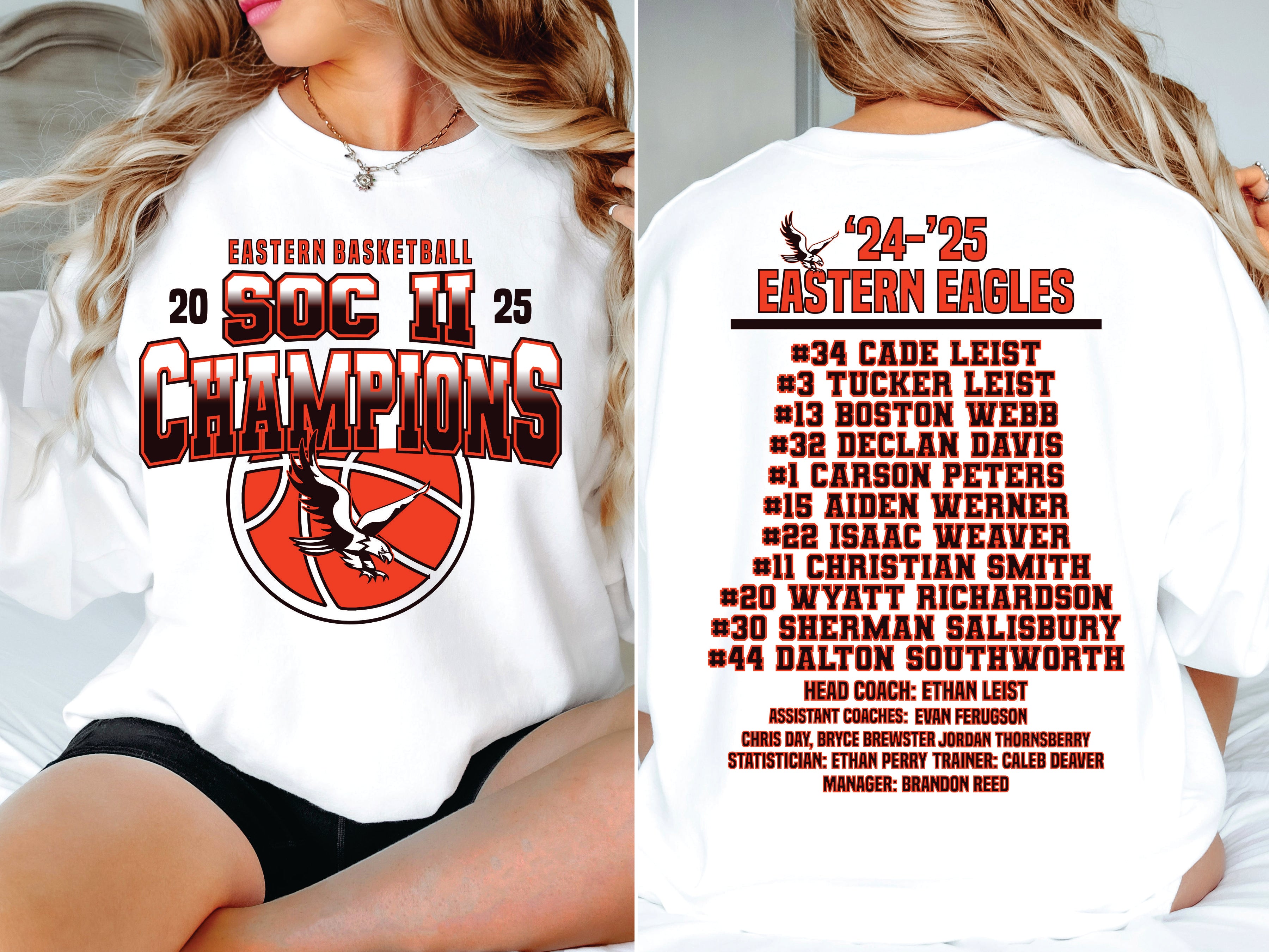 MADE TO ORDER: ADULT CREWNECK SWEATSHIRT EASTERN SOC II CHAMPIONS-WHITE