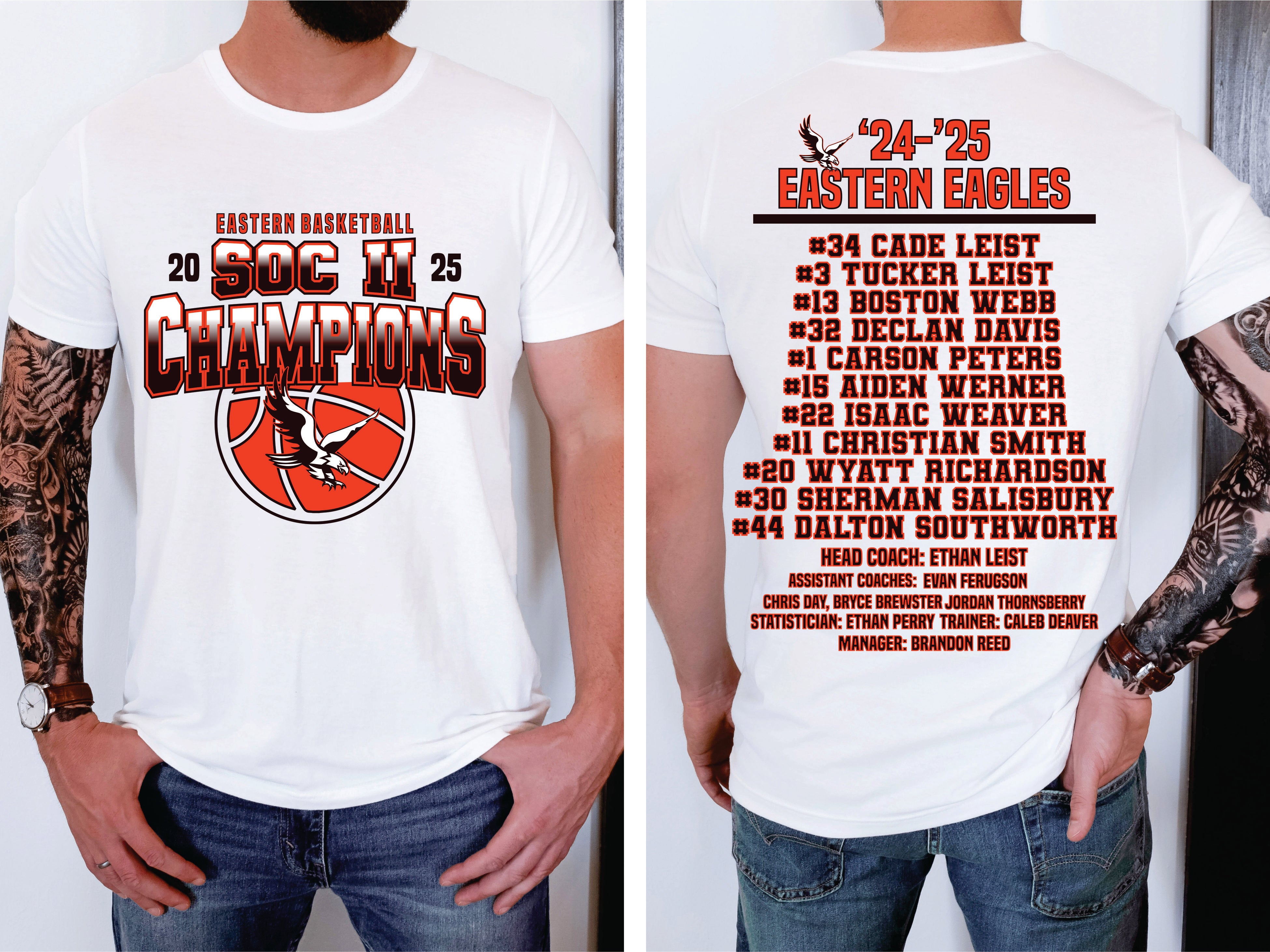 MADE TO ORDER: ADULT SHORT SLEEVE SWEATSHIRT EASTERN SOC II CHAMPIONS-WHITE