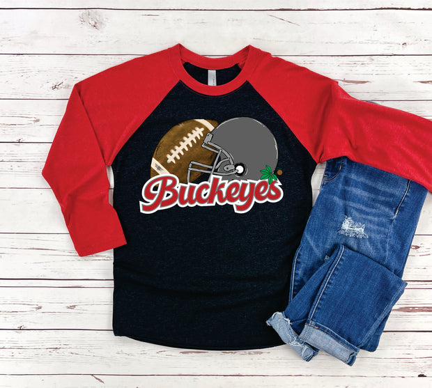 Grey Helmet Football Adult Baseball Tee