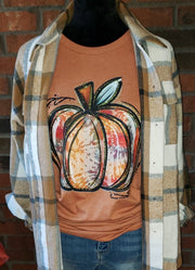 WATERCOLOR GLITTER PUMPKIN Adult Short Sleeve Shirt