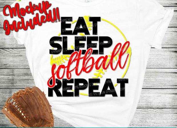 Eat Sleep Softball Repeat