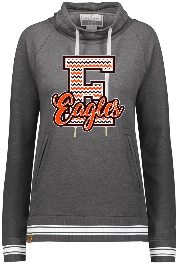 ADULT LADIES FUNNEL PULLOVER CHEVERON EAGLES