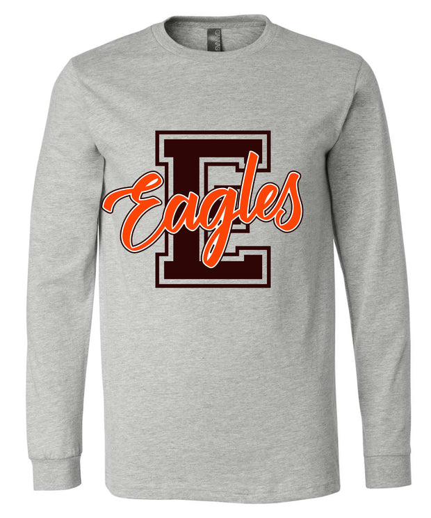 ADULT UNISEX LONG SLEEVE EAGLES E ON GREY