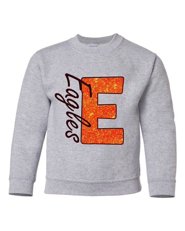 YOUTH UNISEX EAGLES FAUX GLITTER CREWNECK SWEATSHIRT