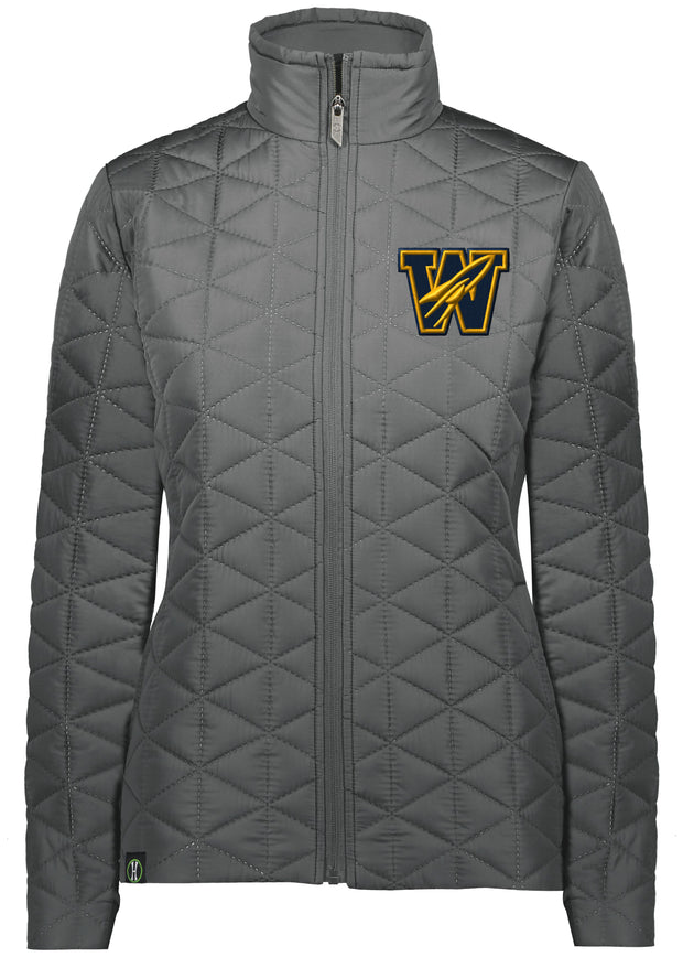 LADIES QUILTED WELLSTON ROCKETS EMBROIDERED JACKET-CARBON GREY