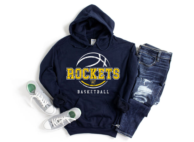 YOUTH Unisex Hooded Sweatshirt Distressed Rockets Basketball