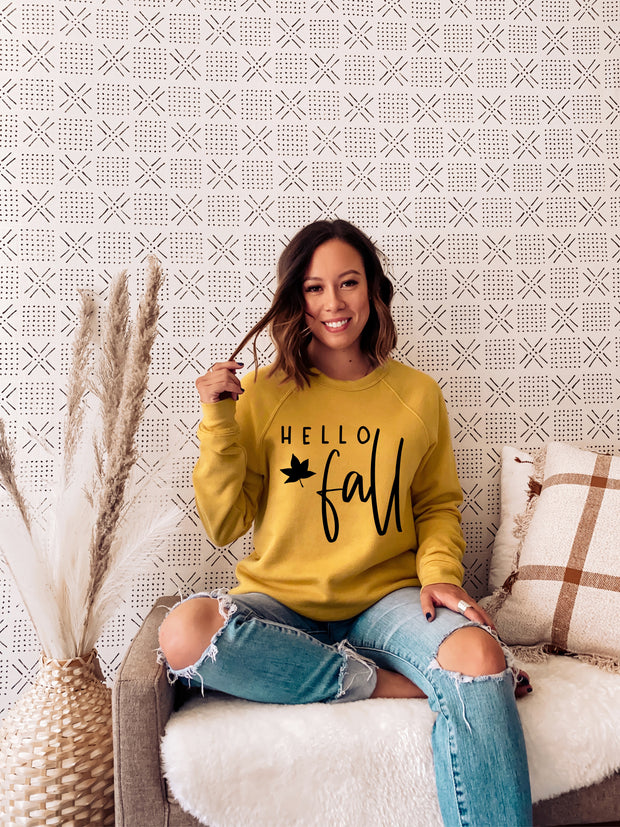 ADULT UNISEX CREWNECK SWEATSHIRT HELLO FALL