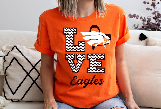 Adult Unisex Orange Short Sleeve T-Shirt LOVE CHEVERON