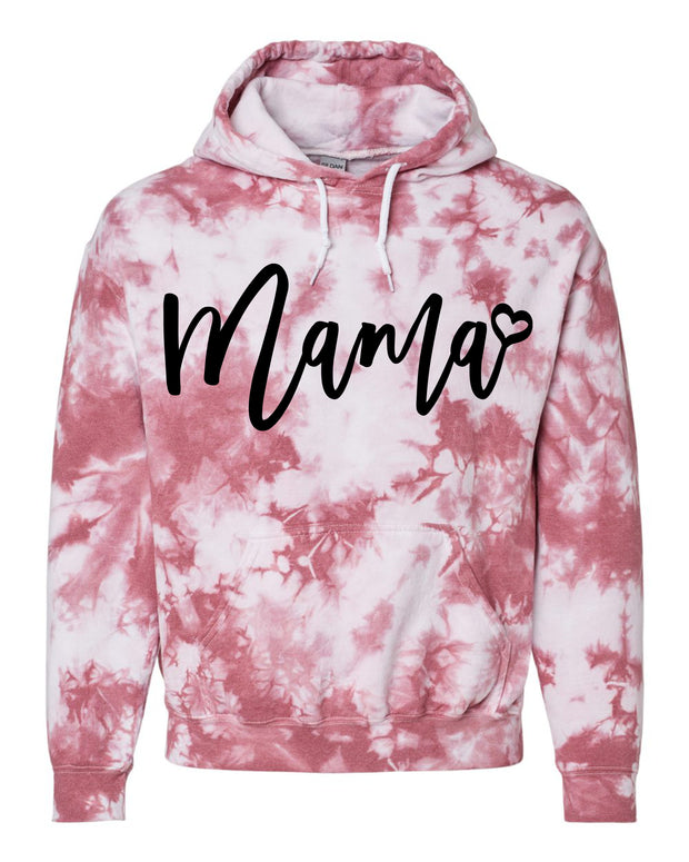 MAMA HEART ADULT TIE DYE HOODED SWEATSHIRT