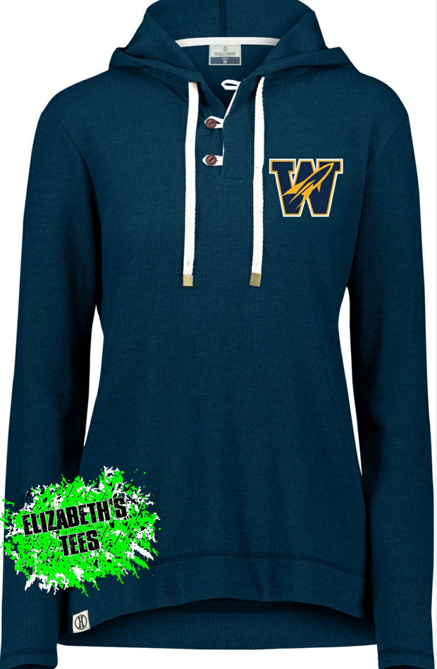 Embroidered Wellston Rockets Waffle Knit Pullover