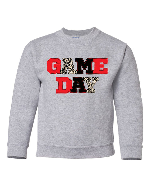 YOUTH Unisex Crewneck Sweatshirt FAUX APPLIQUE GAME DAY