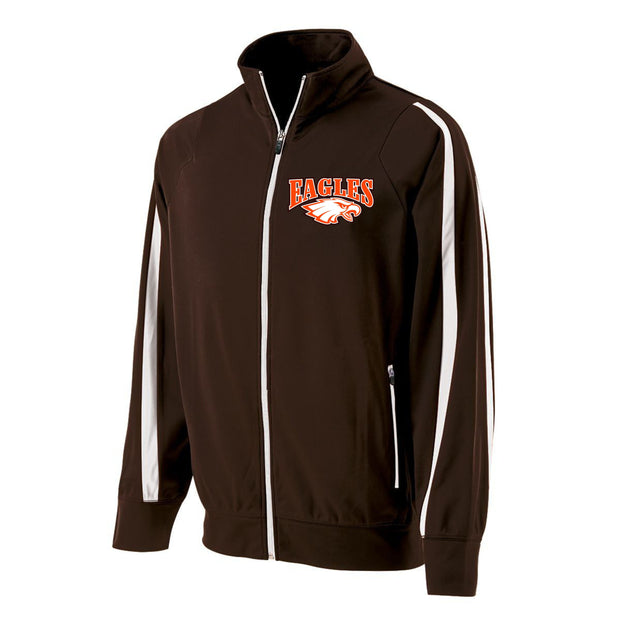 LADIES  POLYESTER TRACK JACKET BROWN/WHITE