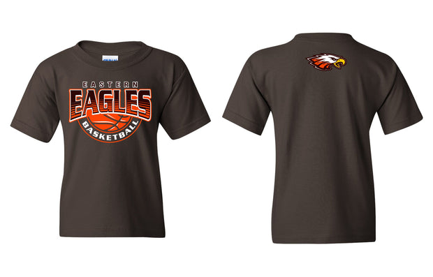 YOUTH UNISEX BROWN EAGLES BASKETBALL WITH EAGLEHEAD SHORT SLEEVE