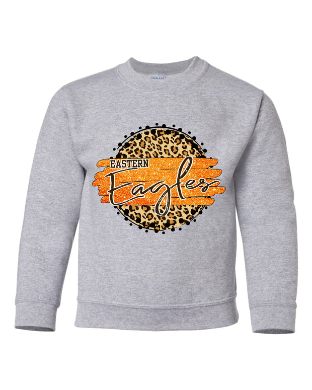 YOUTH UNISEX GLITTER LEOPARD EASTERN EAGLES CREWNECK SWEATSHIRT