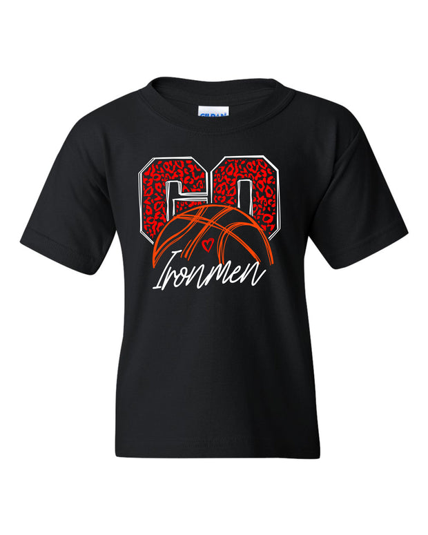 YOUTH Unisex Short Sleeve Shirt GO IRONMEN LEOPARD BASKETBALL