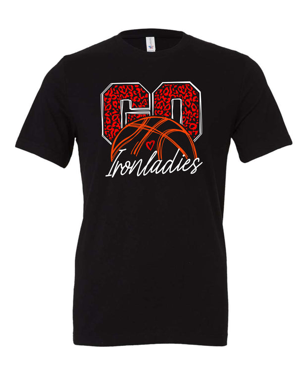 ADULT Unisex Short Sleeve Shirt GO IRONLADIES LEOPARD BASKETBALL