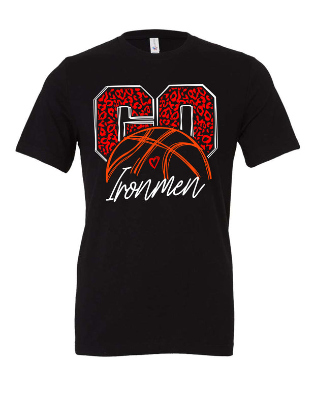 ADULT Unisex Short Sleeve Shirt GO IRONMEN LEOPARD BASKETBALL