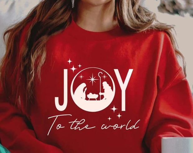 Joy to the World White Adult Crewneck Sweatshirt