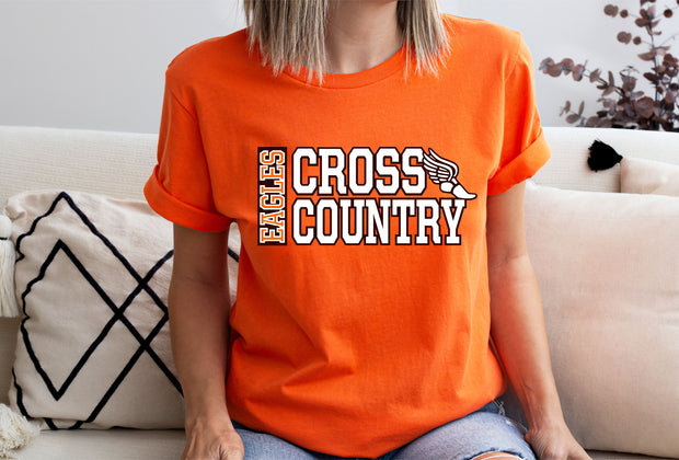 Adult Unisex ORANGE Short Sleeve T-Shirt EAGLES CROSS COUNTRY