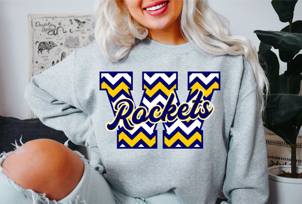 Adult Unisex Crewneck Sweatshirt W Rockets Chevron