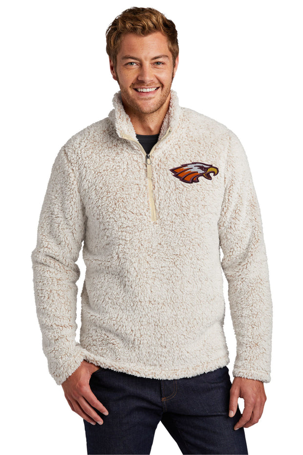 Embroidered on sale sherpa pullover